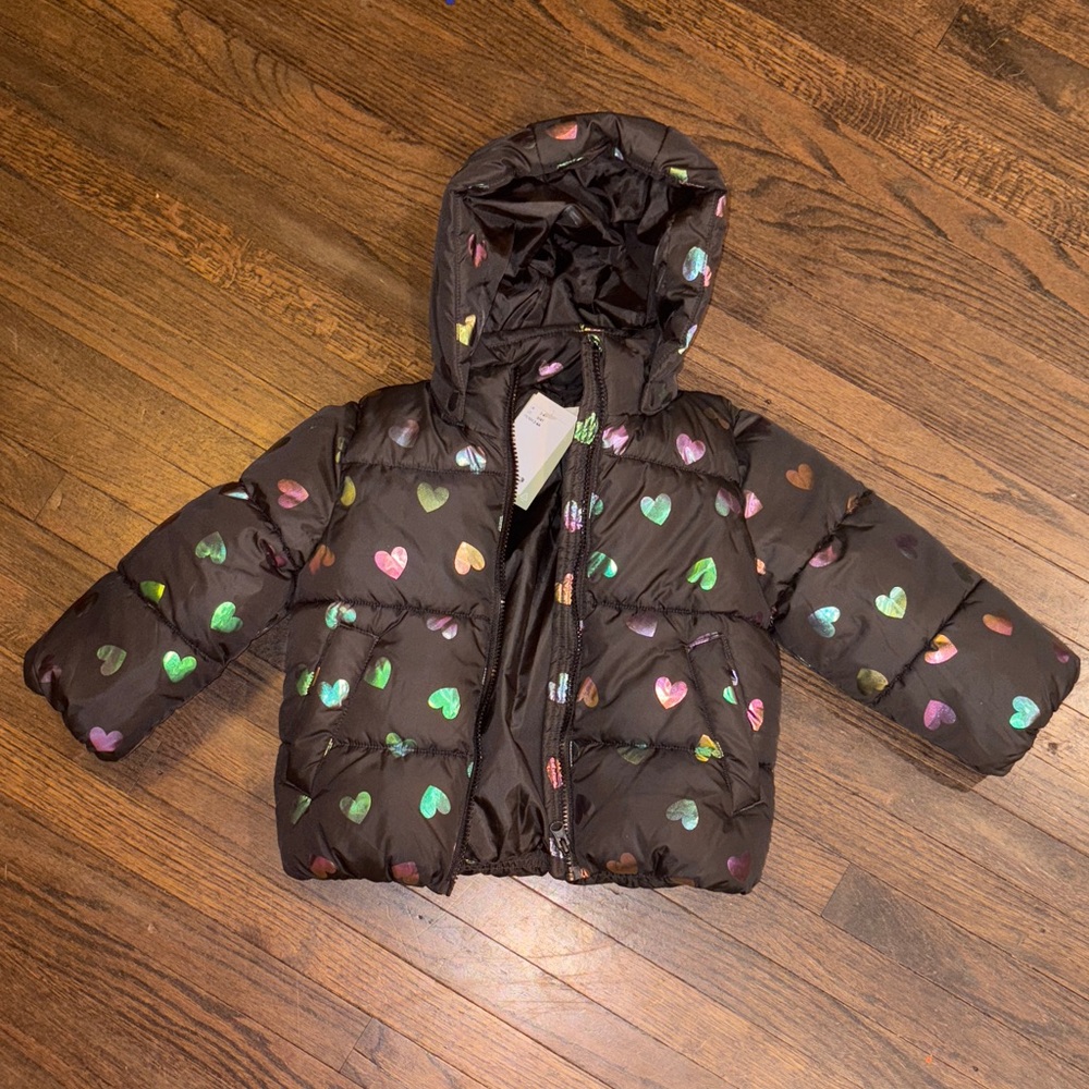 H&M Kids Puffer Jacket with Colorful Hearts